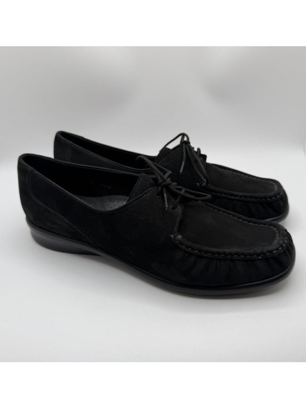 SAS Petra Lace Up Loafer Women's Size 10.5M Black Suede Moccasin Walking Shoes